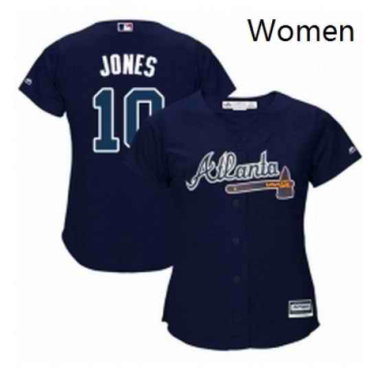 Womens Majestic Atlanta Braves 10 Chipper Jones Replica Blue Alternate Road Cool Base MLB Jersey